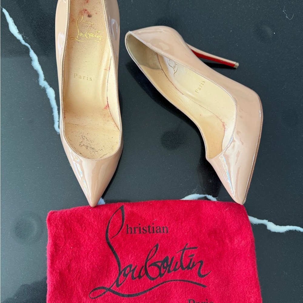 Christian Louboutin Blush Patent Kate 37.5 - Picture 2 of 10
